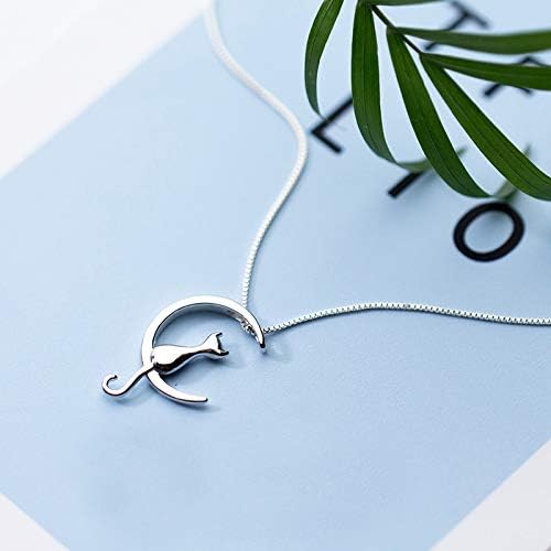 Colliers de Luxe en Argent 925 Authentique Pendentif Lune Chat - 2