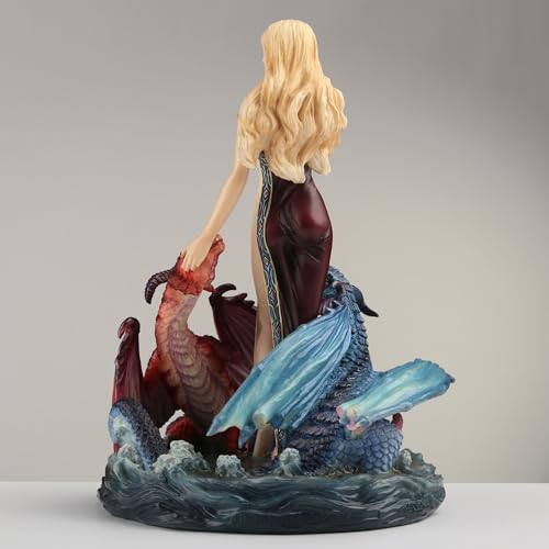 Estatua de resina pintada a mano con dragones y doncella 20 cm miniatura 5