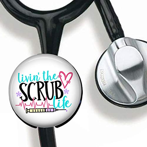 Livin' The Scrub Life Stethoscope Tag Personalized,Nurse Doctor Stethoscope ID Tag Customized, Medical Stethoscope Name Tag with Writable Surface-Black