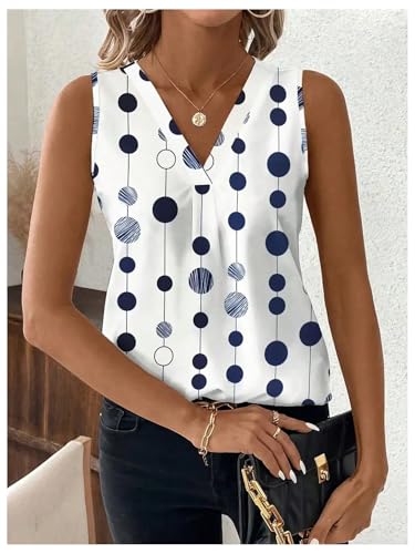 SOLY HUX Women's Summer Tank Tops Polka Dots V Neck Sleeveless Casual Going Out Top4