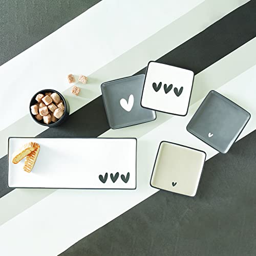 Santa Barbara Design Studio Sippin' Pretty Keramik-Vorspeisen-Teller, 11,4 cm, quadratisch, Herzen, 4 Stück