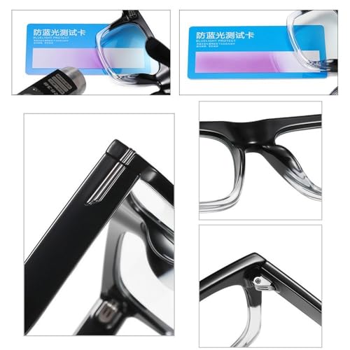 Lunettes pour ordinateur carrées et monture noire transparente mixte - 4
