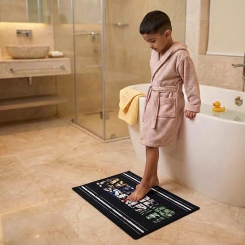 Image of Athom Living Premium Anti Slip Printed Kids Bathmat, Durable Nylon Fabric, Soft Texture, Easy to Clean, Stylish Home Decor Mat for Doorway & Kids Room, 37x57 cm, Multicolor (Avenger Assembled)