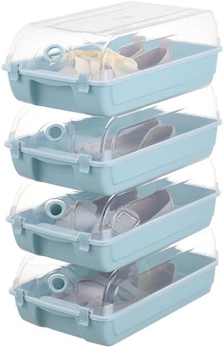 Stackable Shoe Storage Box with Clear Flip Cover | Plastic Shoe Organizer with Lid | Dustproof & Foldable Shoe Case for Closet & Entryway | Set of Boxes for Shoes & Accessories (4, Pack of 4)-image-45