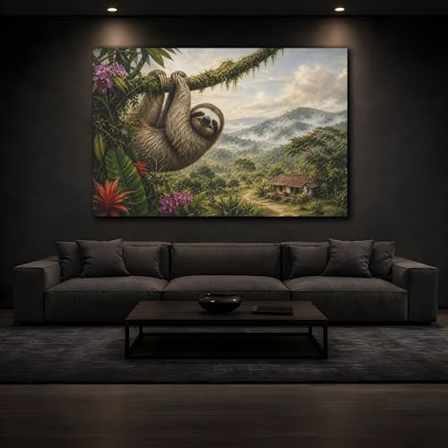 Tableau paresseux rustique pour salon 60x40 cm - 4