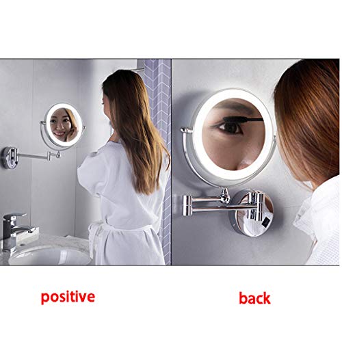 Miroir de maquillage à LED rechargeable avec loupe double face extensible - 3
