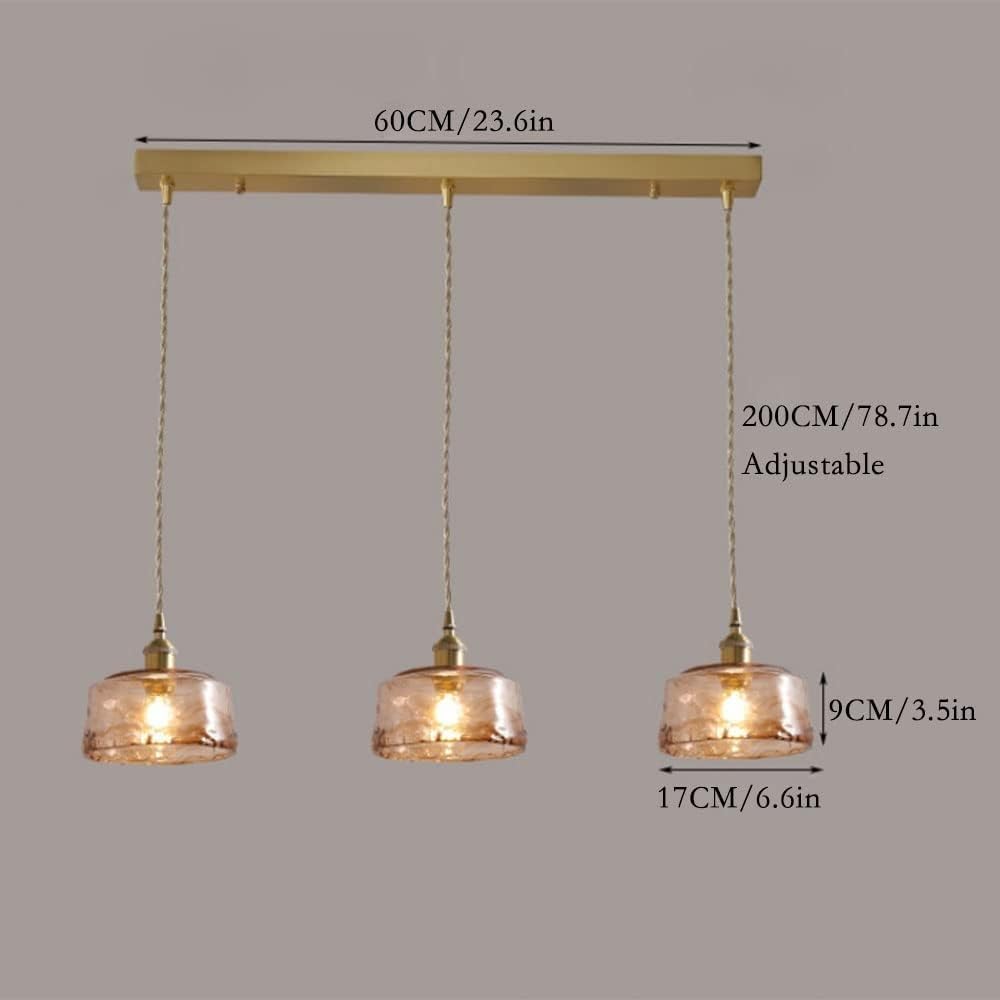 Japanese Vintage Amber Glass Chandelier, 1/3 Lights