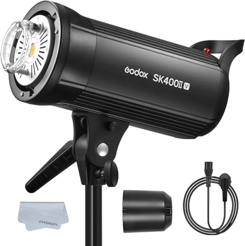 GODOX SK400II-V (New Upgrade) 400Ws Bowens Mount Photo Studio 2.4GHz GN65 Built-in LED Modeling Lamp...