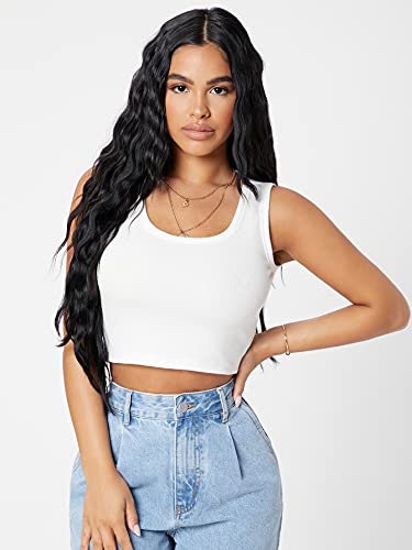 MakeMeChic Women's Casual Scoop Neck Rib Knit Sleeveless Tank Slim Crop Top - Image 5