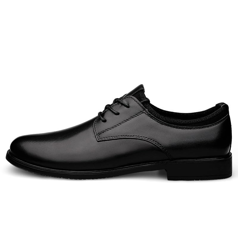 Oxford Shoes for Men Lace-up Working Anti-Slip Rubber Sole Block Heel Low Top Shoe Genuine Leather Round Toe Comfort Orthopedic3