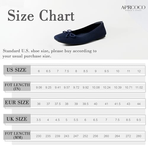 Image of AprCoco Flats for Women Bowknot Ballet Knit Foldable Flat Square Toe Comfort Light Shoes Office Low Top Flats