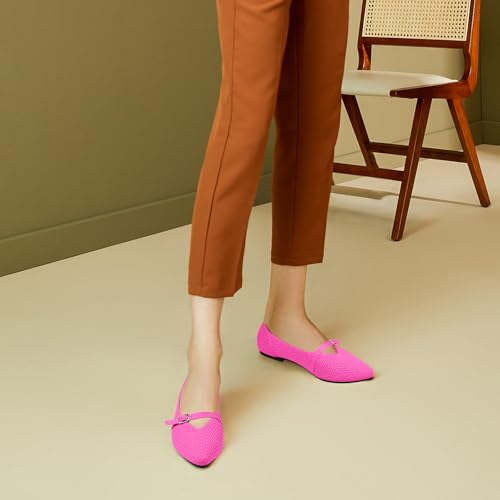 Image of Flats for Women Pointed Toe Knit Ballet Comfortable Dressy Washable Mary Jane Flat Shoes