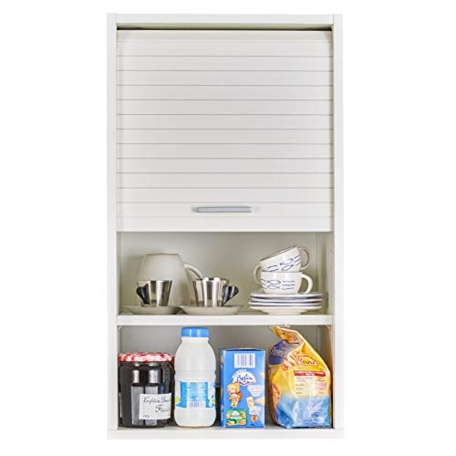 SIMMOB Meuble de Cuisine Blanc A Rideau 2 Etagères 40 x 72 x 35 cm