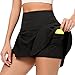 AINIC Tennis Skort Damen Golf Skort Mit Tasche Rock Mit Hose Drunter Tennisrock Sportrock Mit Hose Laufrock Sommer Minirock Mit Shorts Sport Skirt Für Fitness Workout Running Hockey (Schwarz, M)