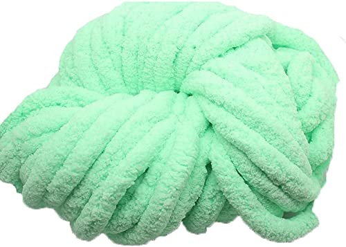 Image of Super Thick Fluffy Jumbo Polyester Baby Blanket Chenille Yarn For Knitting,Crochet&Home Decor Projects,Afghans,Throw Pillows,Cushions&Blankets.-100 Gms 6Mm Thickness Colour Neon Green
