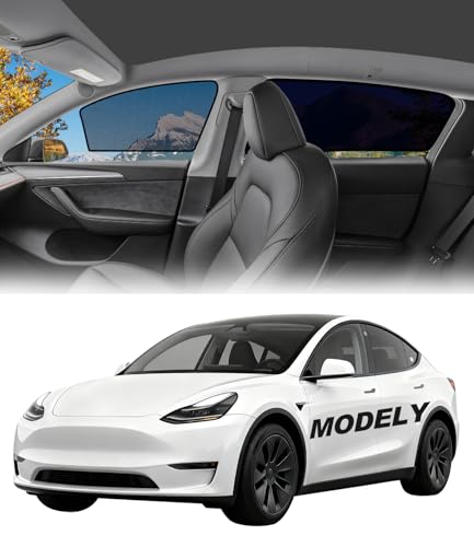 Image of Tesla Model Y /Juniper Window Shades 2020-2026, 4PCS Static Cling Set | Custom Fit, Heat & UV Protection, Easy to Install, Door-Friendly Design, Ideal for Driving