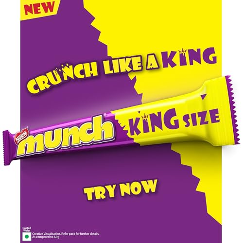 Image of Nestle MUNCH King Size | Choco Coated Crunchy Wafer Bar | Crunch Like a King, 42 units x 17.4g, 730.8g (Pack of 2 )