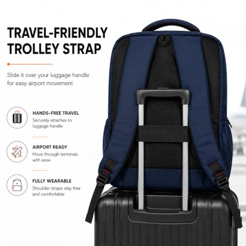 Image of CARAMBA CARRYMATE 26.5L Overnighter Laptop Backpack | Water Resistant Travel Bag with 15.6 inch Padded Laptop Sleeve, Trolley Strap & Dual Compartments for Office, Business, College Men & Women