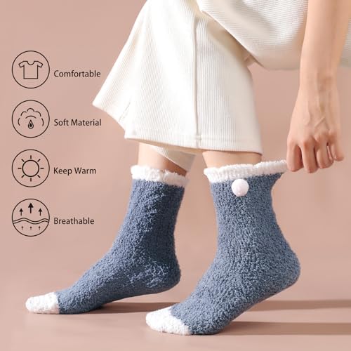 Image of 5 Pairs Fuzzy Socks for Women, Winter Warm Womens Super Soft Cozy Socks
