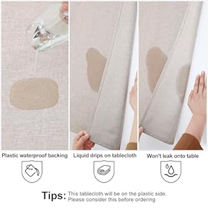 Smiry rectangle faux linen table cloth waterproof burlap fabric tablecloth washable decorative farmhouse table covers for kitchen dining parties 52×70 beige  urban country home decor