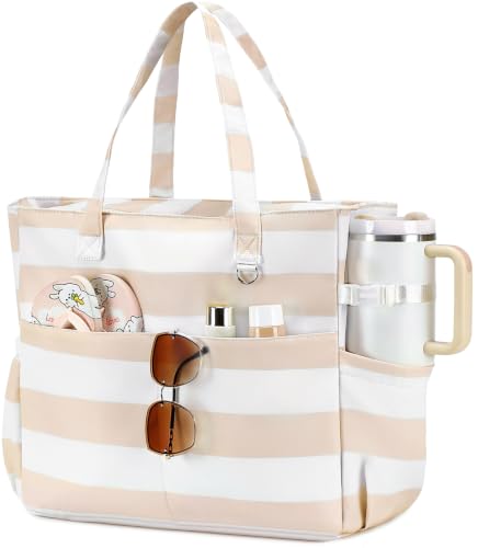 Image of LEDAOU Beach Bag Waterproof Sandproof Women Beach Tote Pool Bag with Zipper for Swim Gym Grocery Travel with Wet Pocket