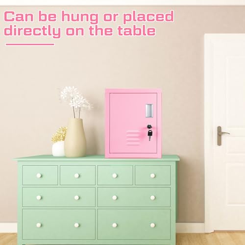 Suzile Lockable Storage Cabinet Metal Lockable Steel Storage Cabinet Organizer Lockers for Employees Vertical Metal Cabinets End Side Table Steel Bedside with Shelf (Pink) - Thumbnail 6