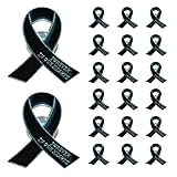 20 Pcs Funeral Ribbon Awareness Pins Memorial Lapel Brooches Forever In Our Hearts For Funeral Mourning Event (black)
