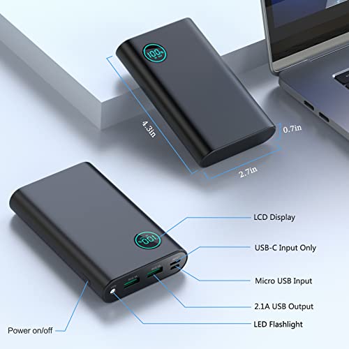 Portable Charger 10800Mah, Smallest Led Display Power Bank, Dual Output Usb C Input High-Speed Charging Battery Pack With Flashlight Compatible With Iphone 13 12 11 Pro Max X Samsung Galaxy Ipad #TOP5