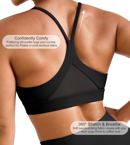 Sports Bras for Women High Support - Womens Spaghetti Strap Padded Yoga Sports Bra - Soft Comfy Y Back Workout Tops Gym4