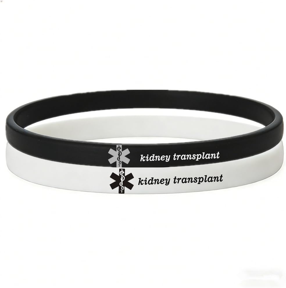 ZKXXJ Personalized Medical Alert Bracelet Silicone Custom Rubber Wristbands for Men Women,2Pcs Waterproof Sport Emergency Medic ID Bracelets Emergency First Aid Jewelry with Med Wallet Card
