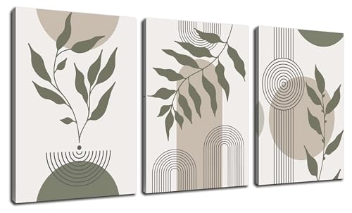 MDHKVPM Boho Canvas Wall Art for Bathroom Green Bohemian Wall