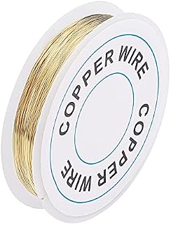 PandaHall Elite 26M 0.3mm Golden Copper Wire for Jewellery Making, Copper Craft Wire Tarnish Resistant Copper Beading Wire Gold Craft Jewelry Wire for Jewelry Making Supplies and Crafting, 28 Gauge