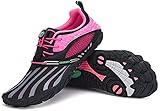 SAGUARO Damen Barfußschuhe Strandschuhe Unisex Wasserschuhe Trainingsschuhe Herren Outdoor & Indoor Atmungsaktiv Surfschuhe rutschfest Badeschuhe Frauen Fahrradschuhe Männer Leicht Wald Rosa 01 ​41U
