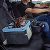 Kurgo Dog Booster Seat - Keeps Dogs Secure & Comfortable - Waterproof Exterior - Removable Washable Liner - Dog Car Seat with Harness Strap - Collapsible - Rover Style - Black/Blue