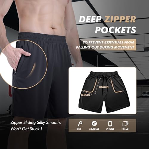 5 Pack Athletic Basketball Mens Shorts with Zipper Pockets - Lightweight Quick Dry Gym Workout Running Shorts for Men2