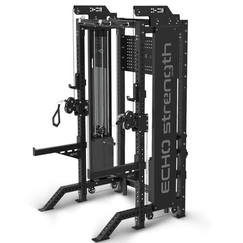 Image of Commercial Functional Trainer Cable Machine with Dual Weight Stacks, Power Cage Squat Rack, Dual Cable Crossover Machine with Pulley System