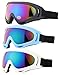 Ski Goggles, Yidomto Pack of 3 Snowboard Goggles for Kids,Boys,Girls,Youth, Mens,Womens,with UV Protection,Windproof,Anti Glare(Black/White/Blue)