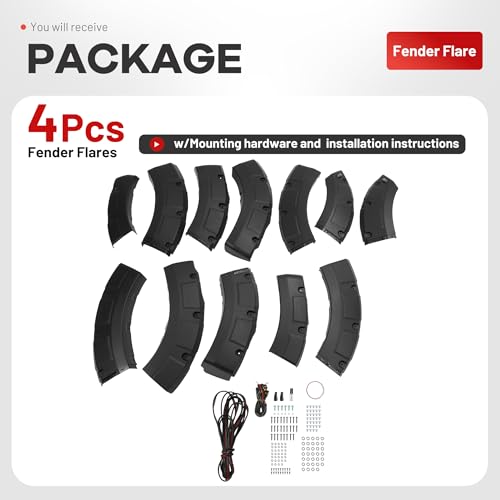 ALMULOO 4Pcs Front Fender Flares Compatible with 2018-2020 Ford F-150 (Excludes Trucks with Technology Package) Plastic(PP) Textured Black Driver & Passenger Side by ALMULOO - Image 6
