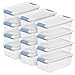 Sterilite 6-Quart Clear and Blue Stackable Latching Storage Box Container (12-Pack)