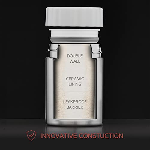 Earthmade Stainless Steel Insulated Food Jar,13 Oz Food Thermos For Hot Soup & Cold Fruit, Ceramic Interior Food Container, Silicone Spoon Eco-Friendly #TOP5