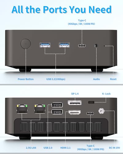 Image of Getorli Mini PC Ryzen 7 8745HS (8C /16T, up to 4.9GHz), 16GB DDR5 1TB PCIe 4.0 SSD Mini Desktop Computer, Radeon 780M Graphics, Support Quad Display 4K, Dual 2.5G LAN, USB4, WiFi 6, for Office /Gaming