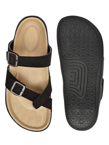 Image of HEALTH FIT Extra Soft Premium Classic Cushion Sliders /with Adjustable Buckle Strap & Light Weight Anti-SkidWaterproof Luxurious Slippers for Men's HF119