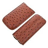 TOBBOMEY 携帯用シガー保湿ケース 収納 牛革製 ポータブル雪茄ケース 旅行や日常用に適したコンパクトデザイン 雪茄の鮮を維持する棕色オーストリッチパターン