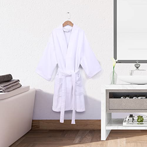By Lora Microfiber Kimono Womens Robes, Bathrobe With Pockets And Belt Perfect For Lounging, One Size, White #TOP3