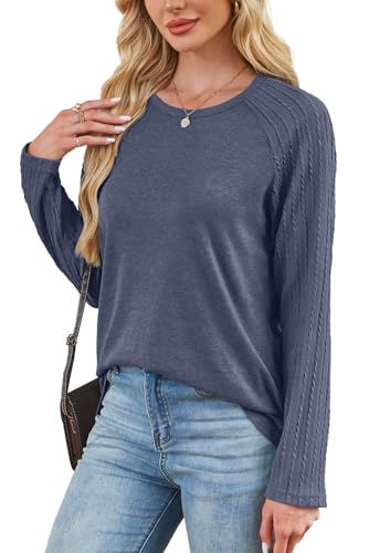 Image of OFEEFAN Long Sleeve Shirts for Womens Fall Fashion 2026 Crewneck Oversized Sweatshirt Tunic Tops to Wear with Leggings
