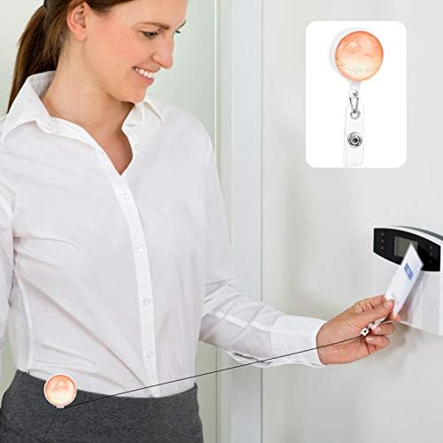 4 PCS Marble Retractable ID Badge Holder Clip Durable Marble Decorative Retractable Badge Reel for Nurse Doctor Teacher Student Volunteers