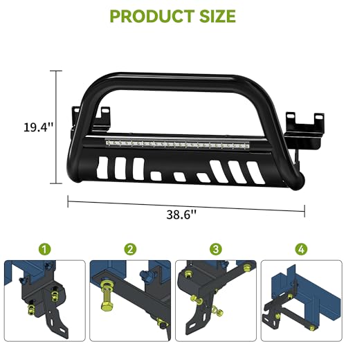 Image of AUTOSAVER88 3 inch Bull Bar w /LED Light Bar Compatible for 04-23 Ford F150 | Push Bar Fits 03-17 Expedition & 06-08 Lincoln MK-LT & 03-14 Navigator, Front Bumper w / Skid Plate, Black Grill Brush Guard