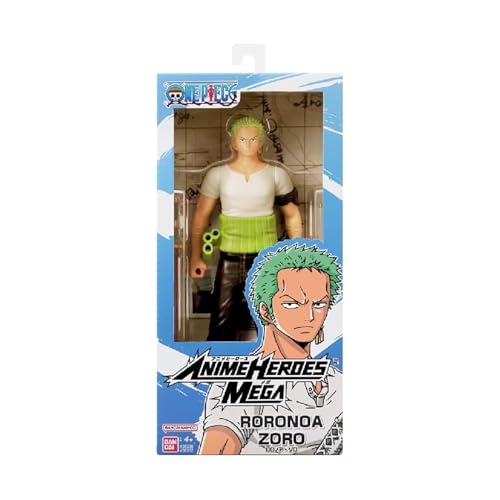 Bandai – Anime Heroes – Figura Anime Heroes Mega 30 cm Zoro – Figura articulada Grande Roronoa Zoro – Licencia Oficial One Piece – Juguete Infantil de 4 años y + – 38332