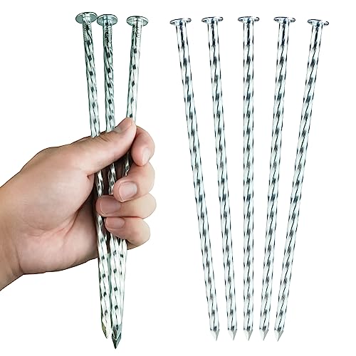 EISENSP 10-Inch Spiral Metal Landscape Edging Stakes - Galvanized and Rustproof - 30pcs Round Anchoring Spikes for Paver Edging, Artificial Turf, Weed Barrier and More