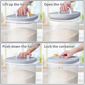 Large Airtight Food Storage Container Bin, 20-lb Dry Food Rice Container with Lid-Lock Handle and Measuring Cup. Cereal, Flour Dog Cat Pet Food Containers Grey Large Airtight Food Storage Container Bin, 20-lb Dry Food Rice Container with Lid-Lock Handle and Measuring Cup. Cereal, Flour Dog Cat Pet Food Containers Grey